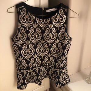Sleeveless Black & Gold Peplum Top | Ricki’s